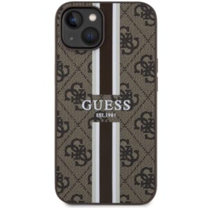 Guess GUHMP14SP4RPSW Apple iPhone 14 / 15 / 13 6.1" rudos spalvos kietas dėklas 4G Printed Stripes MagSafe - Image 3