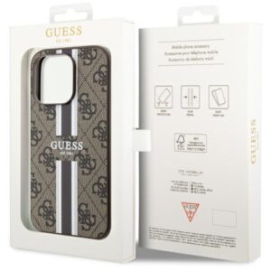 Guess GUHMP14LP4RPSW Apple iPhone 14 Pro 6.1" rudos spalvos kietas dėklas 4G Printed Stripes MagSafe - Image 8