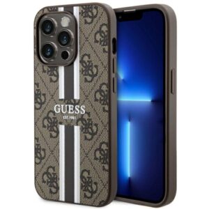 Guess GUHMP14LP4RPSW Apple iPhone 14 Pro 6.1" rudos spalvos kietas dėklas 4G Printed Stripes MagSafe - Image 1