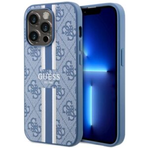 Guess GUHMP14LP4RPSB Apple iPhone 14 Pro 6.1" blue kietas dėklas 4G Printed Stripes MagSafe