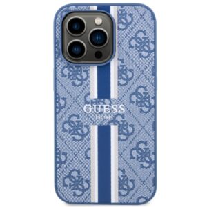 Guess GUHMP14LP4RPSB Apple iPhone 14 Pro 6.1" blue kietas dėklas 4G Printed Stripes MagSafe - Image 3