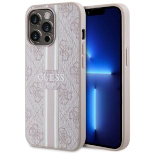 Guess GUHMP13LP4RPSP Apple iPhone 13 Pro / 13 6,1" rožinės spalvos kietas dėklas 4G Printed Stripes MagSafe
