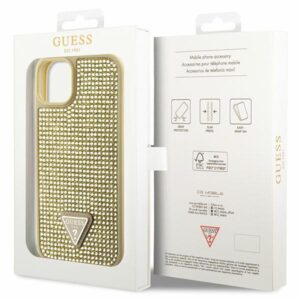 Guess GUHCP14SHDGTPD Apple iPhone 14 / 15 / 13 6.1" gold kietas dėklas Rhinestone Triangle - Image 8