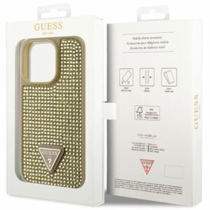 Guess GUHCP14LHDGTPD Apple iPhone 14 Pro 6.1"gold kietas dėklas Rhinestone Triangle - Image 8