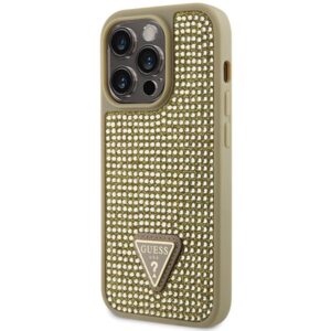 Guess GUHCP14LHDGTPD Apple iPhone 14 Pro 6.1"gold kietas dėklas Rhinestone Triangle - Image 2