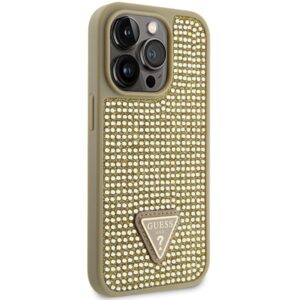 Guess GUHCP14LHDGTPD Apple iPhone 14 Pro 6.1"gold kietas dėklas Rhinestone Triangle - Image 4