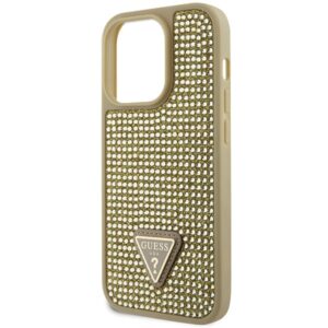 Guess GUHCP14LHDGTPD Apple iPhone 14 Pro 6.1"gold kietas dėklas Rhinestone Triangle - Image 6