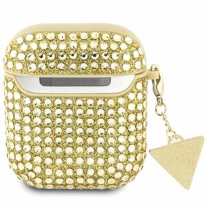 Guess GUA2HDGTPD AirPods 1/2 dėklas aukso spalvos Rhinestone Triangle Charm - Image 2