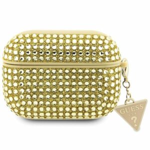 Guess GUAPHDGTPD AirPods Pro dėklas aukso spalvos Rhinestone Triangle Charm