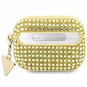 Guess GUAPHDGTPD AirPods Pro dėklas aukso spalvos Rhinestone Triangle Charm - Image 2