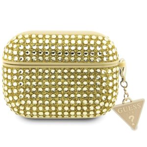 Guess GUAP2HDGTPD AirPods Pro 2 (2022/2023) dėklas aukso spalvos Rhinestone Triangle Charm