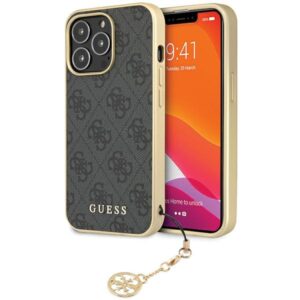 Guess GUHCP14LGF4GGR Apple iPhone 14 Pro 6,1" grey kietas dėklas 4G Charms Collection