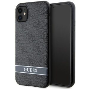 Guess GUHCN61P4SNK Apple iPhone 11 / Xr grey kietas dėklas 4G Stripe