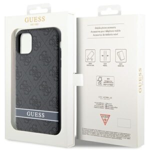 Guess GUHCN61P4SNK Apple iPhone 11 / Xr grey kietas dėklas 4G Stripe - Image 8