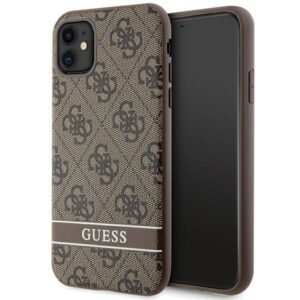 Guess GUHCN61P4SNW Apple iPhone 11 / Xr rudos spalvos kietas dėklas 4G Stripe - Image 1