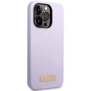 Guess GUHMP14LSBPLU Apple iPhone 14 Pro 6,1" violetinės spalvos kietas dėklas Silicone Logo Plate MagSafe - Image 4