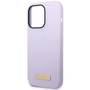Guess GUHMP14LSBPLU Apple iPhone 14 Pro 6,1" violetinės spalvos kietas dėklas Silicone Logo Plate MagSafe - Image 6