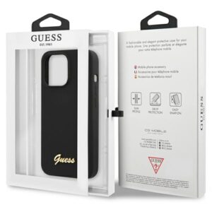 Guess GUHCP13XLSLMGBK Apple iPhone 13 Pro Max 6.7" juodos spalvos hardc ase Silicone Script Gold Logo - Image 8