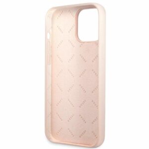 Guess GUHCP13XLSLMGLP Apple iPhone 13 Pro Max 6.7" light rožinės spalvos kietas dėklas Silicone Script Gold Log - Image 8