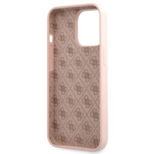 Guess GUHCP13XLSLMGLP Apple iPhone 13 Pro Max 6.7" light rožinės spalvos kietas dėklas Silicone Script Gold Log - Image 7