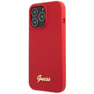 Guess GUHCP13XLSLMGRE Apple iPhone 13 Pro Max 6.7" burgundy kietas dėklas Silicone Vintage Gold Logo - Image 2