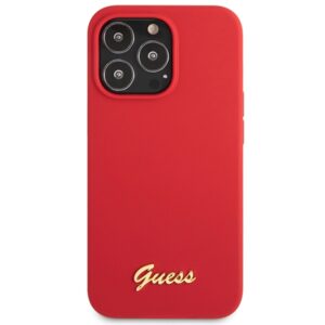 Guess GUHCP13XLSLMGRE Apple iPhone 13 Pro Max 6.7" burgundy kietas dėklas Silicone Vintage Gold Logo - Image 3
