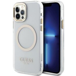 Guess GUHMP12MHTRMD Apple iPhone 12/12 Pro 6.1" gold kietas dėklas Metal Outline Magsafe