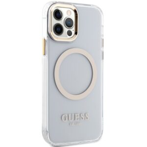 Guess GUHMP12MHTRMD Apple iPhone 12/12 Pro 6.1" gold kietas dėklas Metal Outline Magsafe - Image 4