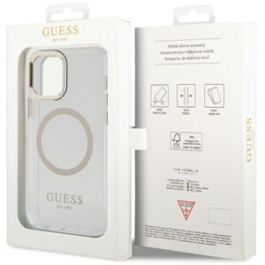 Guess GUHMP12MHTRMD Apple iPhone 12/12 Pro 6.1" gold kietas dėklas Metal Outline Magsafe - Image 8