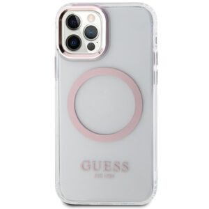 Guess GUHMP12MHTRMP Apple iPhone 12/12 Pro 6.1" rožinės spalvos kietas dėklas Metal Outline Magsafe - Image 3
