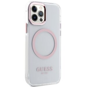 Guess GUHMP12MHTRMP Apple iPhone 12/12 Pro 6.1" rožinės spalvos kietas dėklas Metal Outline Magsafe - Image 4