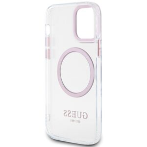 Guess GUHMP12MHTRMP Apple iPhone 12/12 Pro 6.1" rožinės spalvos kietas dėklas Metal Outline Magsafe - Image 7