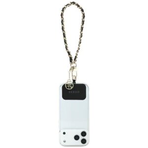 Guess GUOUCHSAMC4K Universal Hand Strap juodos spalvos Saffiano Chain 4G Charm - Image 3