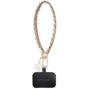 Guess GUOUCHSAMC4P Universal Hand Strap rožinės spalvos Saffiano Chain 4G Charm - Image 1