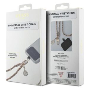 Guess GUOUCHSAMC4P Universal Hand Strap rožinės spalvos Saffiano Chain 4G Charm - Image 2