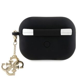 Guess GUAP2LECG4K AirPods Pro 2 (2022/2023) dėklas juodos spalvos Liquid Silicone Glitter Triangle Charm - Image 2