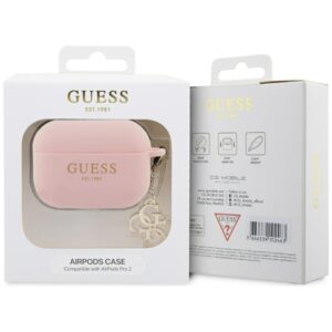 Guess GUAP2LECG4P AirPods Pro 2 (2022/2023) dėklas rožinės spalvos Liquid Silicone Glitter Triangle Charm - Image 5