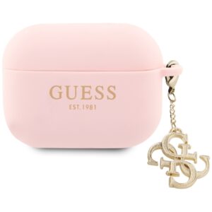 Guess GUAP2LECG4P AirPods Pro 2 (2022/2023) dėklas rožinės spalvos Liquid Silicone Glitter Triangle Charm - Image 2