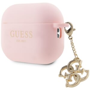 Guess GUAP2LECG4P AirPods Pro 2 (2022/2023) dėklas rožinės spalvos Liquid Silicone Glitter Triangle Charm - Image 4