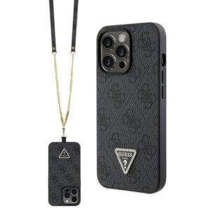 Guess GUHCP13LP4TDSCPK Apple iPhone 13 Pro / 13 6.1" juodos spalvos kietas dėklas Crossbody 4G Metal Logo