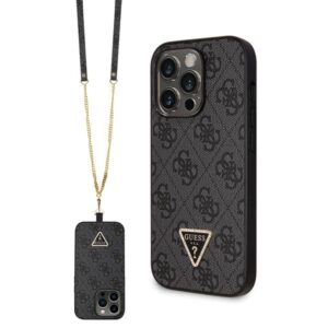 Guess GUHCP14LP4TDSCPK Apple iPhone 14 Pro 6.1" juodos spalvos kietas dėklas Crossbody 4G Metal Logo