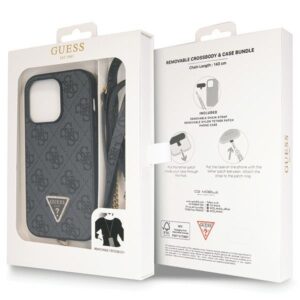 Guess GUHCP14LP4TDSCPK Apple iPhone 14 Pro 6.1" juodos spalvos kietas dėklas Crossbody 4G Metal Logo - Image 9