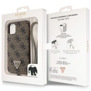 Guess GUHCN61P4TDSCPW Apple iPhone 11 / Xr 6.1" rudos spalvos kietas dėklas Crossbody 4G Metal Logo - Image 9