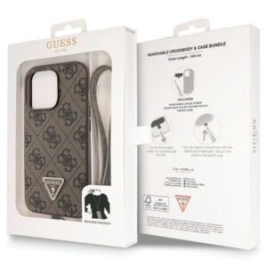 Guess GUHCP13LP4TDSCPW Apple iPhone 13 Pro / 13 6.1" rudos spalvos kietas dėklas Crossbody 4G Metal Logo - Image 9