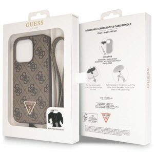 Guess GUHCP14LP4TDSCPW Apple iPhone 14 Pro 6.1" rudos spalvos kietas dėklas Crossbody 4G Metal Logo - Image 9