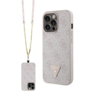 Guess GUHCP13LP4TDSCPP Apple iPhone 13 Pro / 13 6.1" rožinės spalvos kietas dėklas Crossbody 4G Metal Logo