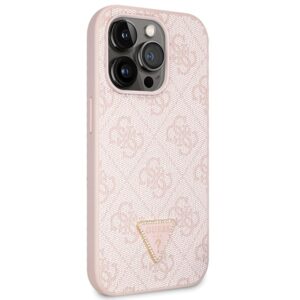 Guess GUHCP14LP4TDSCPP Apple iPhone 14 Pro 6.1" rožinės spalvos kietas dėklas Crossbody 4G Metal Logo - Image 4