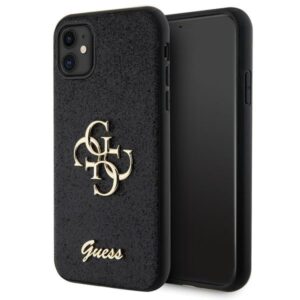 Guess GUHCN61HG4SGK Apple iPhone 11 / Xr 6.1" juodos spalvos kietas dėklas Glitter Script Big 4G