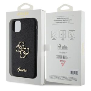 Guess GUHCN61HG4SGK Apple iPhone 11 / Xr 6.1" juodos spalvos kietas dėklas Glitter Script Big 4G - Image 8