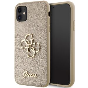 Guess GUHCN61HG4SGD Apple iPhone 11 / Xr 6.1" gold kietas dėklas Glitter Script Big 4G - Image 1